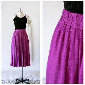 Vintage 80's 90's Raspberry Midi Skirt/Pockets/Size S/Made in the USA
